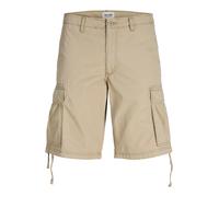 Cargohose JACK & JONES "JPSTCOLE FRANK CARGO SHORT MID SN", Herren, Gr. S, N-Gr, crockery, Web, Obermaterial: 100% Baumwolle, unifarben, Hosen Cargohose, mit Seitentaschen (53688747-S) crockery
