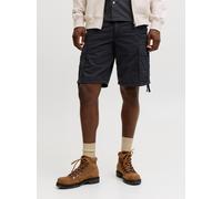 Cargohose JACK & JONES "JPSTCOLE FRANK CARGO SHORT MID SN", Damen, Gr. S, N-Gr, schwarz, Web, Obermaterial: 100% Baumwolle, unifarben, Hosen Cargohose, mit Seitentaschen (76478246-S) schwarz