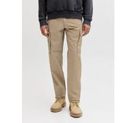 Cargohose JACK & JONES "JPSTKANE FRANK CARGO NOOS", Herren, Gr. 29, Länge 30, crockery, Web, Obermaterial: 98% Baumwolle, 2% Elasthan, unifarben, relaxed fit knöchellang, Hosen Cargohose, Baumwollmisc