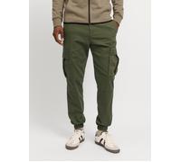 Cargohose JACK & JONES "JPSTKANE JJJONNIE CUFFED CARGO", Herren, Gr. 29, Länge 32, grün (olive night), Web, Obermaterial: 98% Baumwolle, 2% Elasthan, unifarben, loose fit knöchellang, Hosen (82660348-