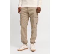 Cargohose JACK & JONES "JPSTKANE JJJONNIE CUFFED CARGO", Herren, Gr. 29, Länge 34, beige (crockery), Web, Obermaterial: 98% Baumwolle, 2% Elasthan, unifarben, loose fit knöchellang, Hosen Cargohose (4
