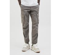 Cargohose JACK & JONES "JPSTKANE NOAH CUFFED CARGO NOOS", Damen, Gr. M, N-Gr, grau (granite grau), Web, Obermaterial: 98% Baumwolle, 2% Elasthan, unifarben, relaxed fit knöchellang, Hosen Cargohose (1