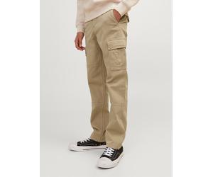 Cargohose JACK & JONES JUNIOR "JPSTKANE JJHARLOW CARGO NOOS JNR", Jungen, Gr. 140, N-Gr, beige (crockery), Web, Obermaterial: 98% Baumwolle, 2% Elasthan, unifarben, loose fit knöchellang, Hosen Cargoh