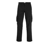 Cargohose JACK & JONES JUNIOR "JPSTKANE JJJONNIE CARGO JNR", Jungen, Gr. 146, N-Gr, schwarz, Web, Obermaterial: 98% Baumwolle, 2% Elasthan, unifarben, relaxed fit knöchellang, Hosen Cargohose (1695904
