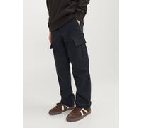 Cargohose JACK & JONES JUNIOR "JPSTKANE praktisch, pflegeleicht, lässig", Jungen, Gr. 134, N-Gr, schwarz, Web, Obermaterial: 100% Baumwolle, unifarben, relaxed fit knöchellang, Hosen Cargohose, unifar