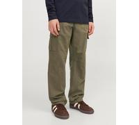Cargohose JACK & JONES JUNIOR "JPSTKANE praktisch, pflegeleicht, lässig", Jungen, Gr. 158, N-Gr, grün (olive night), Web, Obermaterial: 100% Baumwolle, unifarben, relaxed fit knöchellang, Hosen Cargoh