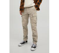 Cargohose JACK & JONES "STACE TUCKER", Herren, Gr. 28, Länge 32, beige (dune), Web, Obermaterial: 97% Baumwolle, 3% Elasthan, unifarben, normal normal, Hosen Cargohose (27126801-28) dune