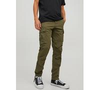Cargohose JACK & JONES "STACE TUCKER", Herren, Gr. 29, Länge 32, grün (olive night), Web, Obermaterial: 97% Baumwolle, 3% Elasthan, unifarben, normal normal, Hosen Cargohose (48797145-29) olive night