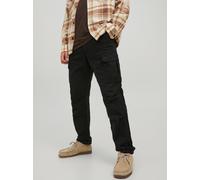 Cargohose JACK & JONES "STACE TUCKER", Herren, Gr. 29, Länge 32, schwarz, Web, Obermaterial: 97% Baumwolle, 3% Elasthan, unifarben, normal normal, Hosen Cargohose (68142913-29) schwarz