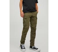 Cargohose JACK & JONES "STACE TUCKER", Herren, Gr. 30, Länge 34, grün (olive night), Web, Obermaterial: 97% Baumwolle, 3% Elasthan, unifarben, normal normal, Hosen Cargohose (87834945-30) olive night