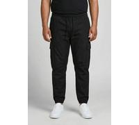 Cargohose "JPSTKANE DYLAN CUFFED CARGO RET PLS", Herren, Gr. 40(XXXL), Länge 32, schwarz, Web, Obermaterial: 98% Baumwolle, 2% Elasthan, JACK & JONES PLUSSIZE, unifarben, relaxed fit lang, Hosen Cargo