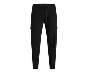 Cargohose "JPSTKANE DYLAN CUFFED CARGO RET PLS", Herren, Gr. 44 (5XL), Länge 30, schwarz, Web, Obermaterial: 98% Baumwolle, 2% Elasthan, JACK & JONES PLUSSIZE, unifarben, relaxed fit lang, Hosen Cargo