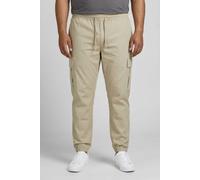 Cargohose "JPSTKANE DYLAN CUFFED CARGO RET PLS", Herren, Gr. 44 (5XL), Länge 32, crockery, Web, Obermaterial: 98% Baumwolle, 2% Elasthan, JACK & JONES PLUSSIZE, unifarben, relaxed fit lang, Hosen Carg