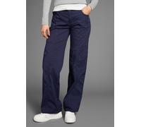 Cargohose KANGAROOS, Damen, Gr. 34, N-Gr, blau (marine), Web, Obermaterial: 50% Baumwolle, 46% Polyamid, 4% Elasthan, kontrastfarbene Details, unifarben, bequem bodenlang, Hosen Cargohose, mit besonde