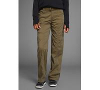 Cargohose KANGAROOS, Damen, Gr. 34, N-Gr, grün (dunkelgrün), Web, Obermaterial: 50% Baumwolle, 46% Polyamid, 4% Elasthan, kontrastfarbene Details, unifarben, bequem bodenlang, Hosen Cargohose, mit bes