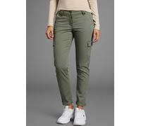 Cargohose KANGAROOS, Damen, Gr. 38, N-Gr, grün (oliv), Twill, Obermaterial: 98% Baumwolle, 2% Elasthan, relaxed fit knöchellang, Hosen Cargohose, mit aufgesetzten Taschen seitlich (59857636-38) oliv