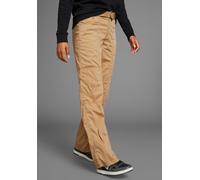 Cargohose KANGAROOS, Damen, Gr. 42, N-Gr, braun (camel), Web, Obermaterial: 50% Baumwolle, 46% Polyamid, 4% Elasthan, kontrastfarbene Details, unifarben, bequem bodenlang, Hosen Cargohose, mit besonde