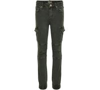 Cargohose KIDS ONLY "KOGMISSOURI REG LIFE CARGO PNT", Mädchen, Gr. 158, N-Gr, grün (oil grün), Web, Obermaterial: 98% Baumwolle, 2% Elasthan, unifarben, slim fit knöchellang, Hosen Cargohose (15023829