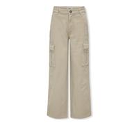 Cargohose KIDS ONLY "KOGYARROW-VOX STR CARGO PANT PNT NOOS", Mädchen, Gr. 158, N-Gr, grau (pumice stone), Web, Obermaterial: 98% Baumwolle, 2% Elasthan, unifarben, regular fit knöchellang, Hosen Cargo