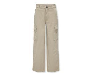 Cargohose KIDS ONLY "KOGYARROW-VOX STR CARGO PANT PNT NOOS", Mädchen, Gr. 164, N-Gr, grau (pumice stone), Web, Obermaterial: 98% Baumwolle, 2% Elasthan, unifarben, regular fit knöchellang, Hosen Cargo
