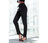 Cargohose LASCANA, Damen, Gr. 44/46, N-Gr, schwarz, Obermaterial: 70% Viskose, 25% Polyamid, 5% Elasthan, unifarben, Basic, Hosen Cargohose, in weich fließendem Material, Loungewear (88739113-44) schw