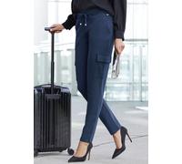 Cargohose LASCANA, Damen, Gr. 48/50, N-Gr, blau, Obermaterial: 70% Viskose, 25% Polyamid, 5% Elasthan, unifarben, Basic, Hosen Cargohose, in weich fließendem Material, Loungewear (98100106-48) blau