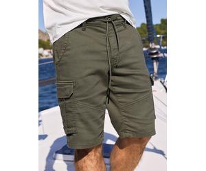 Cargohose LERROS "Maskuline Cargo-Bermuda mit Tunnelzug und Gürtelschlaufen", Herren, Gr. 31, grün (nordic olive), 77% Baumwolle, 20% Polyester, 3% Elasthan, Hosen Cargohose (92831828-31) nordic olive