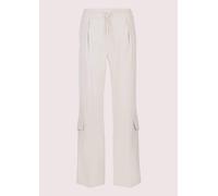 Cargohose MADELEINE "Cargo-Hose Schlupfhose mit ausgestelltem Bein", Damen, Gr. 20, N + K Gr, weiß (wollweiß), Obermaterial: 63% Polyester PES. 32% Viskose CV. 5% Elasthan EL., Modern, normal, Hosen C