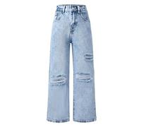 Cargohose Mädchen Jeans Hip Hop Locker Streetwear Schlupfjeans Multi Taschen Teenager Gerades Bein Denim Hose 160
