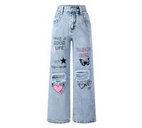 Cargohose Mädchen Jeans Hip Hop Locker Streetwear Schlupfjeans Multi Taschen Teenager Gerades Bein Denim Hose 160