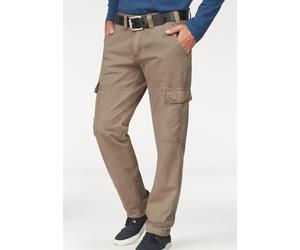 Cargohose MAN'S WORLD, Herren, Gr. 58, N-Gr, grün (khaki), Obermaterial: 100% Baumwolle, unifarben, bequem lang, Hosen Cargohose, mit aufgesetzten Taschen (484953-58) khaki