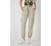 Cargohose MONARI, Damen, Gr. 36, N-Gr, grün (bamboo), Web, Obermaterial: 79% Lyocell, 21% Leinen, unifarben, regular fit lang, Hosen Cargohose, mit aufgesetzten Taschen (21922334-36)