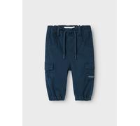 Cargohose NAME IT "NBMBEN CARGO R TWI PANT 1771-HI NOOS", Jungen, Gr. 74, N-Gr, blau (navy blazer), Web, Obermaterial: 98% Baumwolle, 2% Elasthan, unifarben, casual, relaxed fit knöchellang, Hosen (17