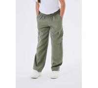 Cargohose NAME IT "NKFBELLA ST TWI CARGO 8262-BU NOOS", Mädchen, Gr. 140, N-Gr, grün (deep lichen grün), Twill, Obermaterial: 93% Viskose, 7% Polyester, unifarben, straight fit lang, Hosen Cargohose, 