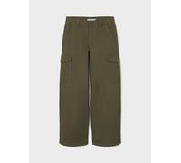 Cargohose NAME IT "NKFROSE für Mädchen mit Cargotaschen und Stretch", Mädchen, Gr. 122, N-Gr, grün (deep lichen grün), Web, Obermaterial: 98% Baumwolle, 2% Elasthan, unifarben, normal, Hosen Cargohose