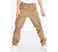 Cargohose NAME IT "NKMRYAN - für Jungen mit verstellbarem Bund und Stretchkomfort", Jungen, Gr. 128, N-Gr, braun (kelp), Twill, Obermaterial: 98% Baumwolle, 2% Elasthan, unifarben, regular fit knöchel