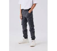 Cargohose NAME IT "NKMRYAN - für Jungen mit verstellbarem Bund und Stretchkomfort", Jungen, Gr. 176, N-Gr, grau (lava smoke), Twill, Obermaterial: 98% Baumwolle, 2% Elasthan, unifarben, regular fit kn