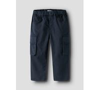 Cargohose NAME IT "NMMBEN TAP CARGO TWI PANT 8950-PO NOOS", Jungen, Gr. 110, N-Gr, navy blazer, Twill, Obermaterial: 71% Lyocell, 20% Polyester, 8% Viskose, 1% Elasthan, unifarben, washed, bequem lang