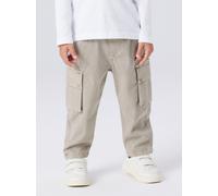 Cargohose NAME IT "NMMBEN TAP CARGO TWI PANT 8950-PO NOOS", Mädchen, Gr. 122, N-Gr, beige (chinchilla), Twill, Obermaterial: 71% Lyocell, 20% Polyester, 8% Viskose, 1% Elasthan, unifarben, washed, beq