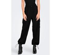 Cargohose ONLY "ONLCASHI CARGO PANT WVN NOOS", Damen, Gr. L (40), Länge 32, schwarz, Web, Obermaterial: 70% Baumwolle, 30% Polyester, unifarben, normal normal, Hosen Cargohose (81836429-L) schwarz