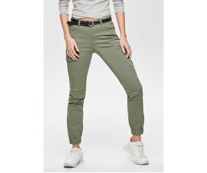 Cargohose ONLY "ONLMISSOURI REG ANK CARGO PNT NOOS", Damen, Gr. 38 (M), Länge 32, grün (olivgrün), Web, Obermaterial: 98% Baumwolle, 2% Elasthan, unifarben, schmal knöchellang, Hosen Cargohose, mit St