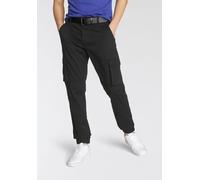 Cargohose ONLY & SONS "ONSCAM STAGE CARGO CUFF LIFE 6687 NOOS", Herren, Gr. 29, Länge 32, schwarz, Web, Obermaterial: 98% Baumwolle, 2% Elasthan, unifarben, lässig geschnitten normal, Hosen Cargohose