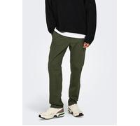 Cargohose ONLY & SONS "ONSNICKY CARGO STRAIGHT 0241 PANT NOOS", Herren, Gr. 32, Länge 30, grün (olive night), Web, Obermaterial: 98% Baumwolle, 2% Elasthan, unifarben, regular fit normal, Hosen Cargoh