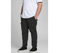 Cargohose JACK & JONES PLUSSIZE "PAUL FLAKE" Gr. 52, Länge 32, schwarz Herren Hosen Cargohosen Bis Gr. 54 (37063257-52)