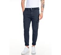 Cargohose REPLAY "JAAN", Herren, Gr. 32, Länge 34, blau, Web, Obermaterial: 91% Baumwolle, 6% Elastomultiester, 3% Elasthan, slim fit lang, Hosen Cargohose, Hyperflex (26174937-32)