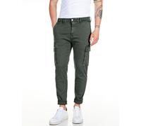 Cargohose REPLAY "JAAN", Herren, Gr. 34, Länge 34, grün (military grün), Web, Obermaterial: 91% Baumwolle, 6% Elastomultiester, 3% Elasthan, slim fit lang, Hosen Cargohose, Hyperflex (75826021-34) mil