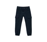Cargohose S.OLIVER JUNIOR, Jungen, Gr. 134, N-Gr, blau (blaureg), Web, Obermaterial: 98% Baumwolle, 2% Elasthan, unifarben, regular fit knöchellang, Hosen Cargohose, mit Taschen (22872225-134) blaureg