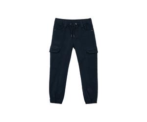 Cargohose S.OLIVER JUNIOR, Jungen, Gr. 140, N-Gr, blau (blaureg), Web, Obermaterial: 98% Baumwolle, 2% Elasthan, unifarben, regular fit knöchellang, Hosen Cargohose, mit Taschen (22872225-140) blaureg