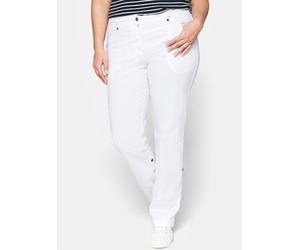 Cargohose SHEEGO, Damen, Gr. 88, Langgrößen, weiß, 97% Baumwolle, 3% Elasthan, unifarben, Hosen Cargohose (24191905-88) weiß