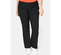 Cargohose SHEEGO, Damen, Gr. 92, Langgrößen, schwarz, 97% Baumwolle, 3% Elasthan, unifarben, Hosen Cargohose (47554911-92) schwarz